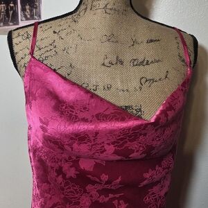 NWT FOREVER 21 pink floral satin cowl neck dress, M